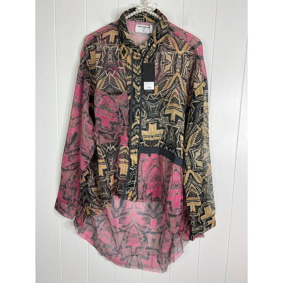 One Teaspoon Kaleidoscope Lunar Shirt High/Low Sheer Size Med NWT - Picture 2 of 11